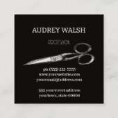 Carte de visite de carré noir simple Vintag (Dos)