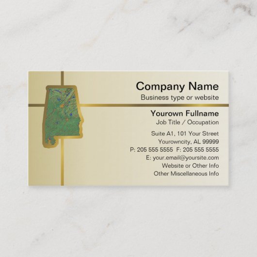 Carte de visite de carte Alabama (Devant)