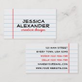 Carte de visite de carte pour notes (Devant / Derrière)