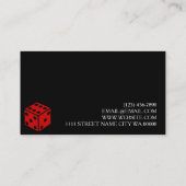 Carte de visite de casino Red Dice Poker (Dos)