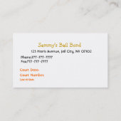 Carte de visite de cautionnements (Dos)