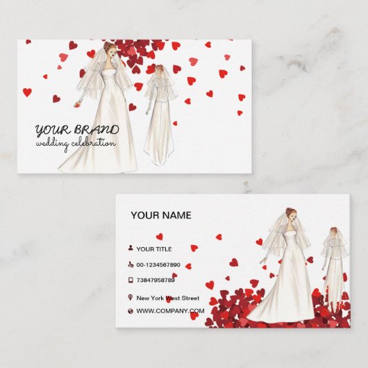 Carte de visite de célébration de mariage (Devant / Derrière)