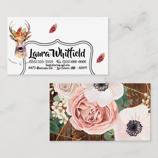 Carte de visite de cerf de Boho Buck Head Browning (Devant / Derrière)