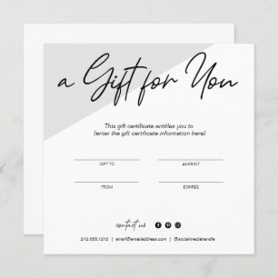 Carte de visite de certificat cadeau minimaliste