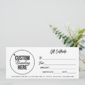 Carte de visite de certificat cadeau moderne avec  (Debout devant)
