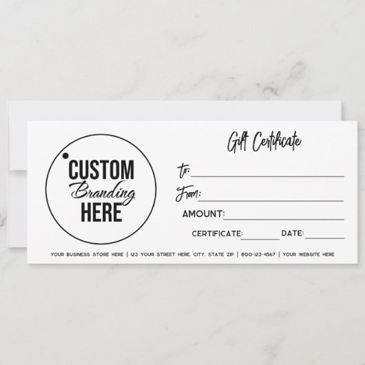 Carte de visite de certificat cadeau moderne avec  (Devant)