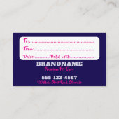 Carte de visite de certificat cadeau pour le soin (Dos)