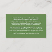 Carte de visite de Chambre de service de la (Dos)