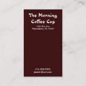 Carte de visite de Chambre de tasse de café du (Dos)