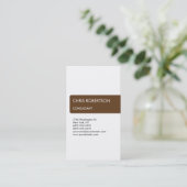 Carte de visite de charme Brown blanc rayé attraya (Debout devant)