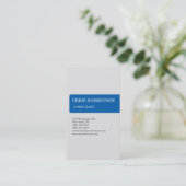 Carte de visite de charme gris bleu rayé (Debout devant)