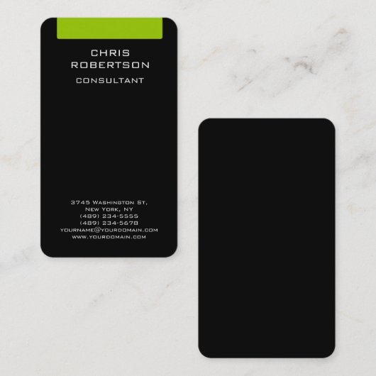 Carte de visite de charme noir vert blanc (Devant / Derrière)