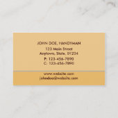 Carte de visite de charpentier d'entrepreneur de (Dos)