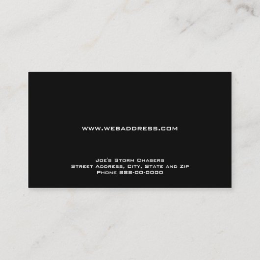 Carte de visite de chaser de tempête (Dos)