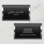 Carte de visite de chauffeur de bordure métallique (Devant / Derrière)