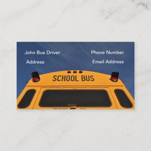 Carte de visite de chauffeur de bus scolaire (Devant)