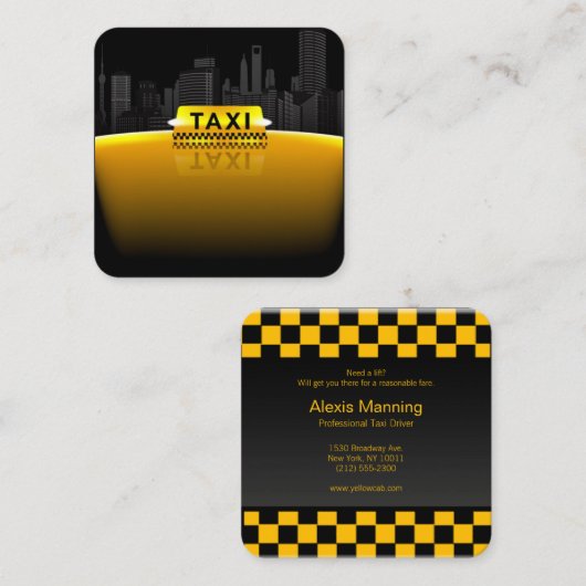 carte de visite de chauffeur de taxi (Devant / Derrière)