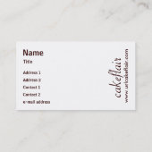 Carte de visite de chef de pâtisserie (Dos)