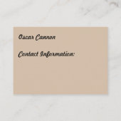 Carte de visite de chef personnel (Dos)