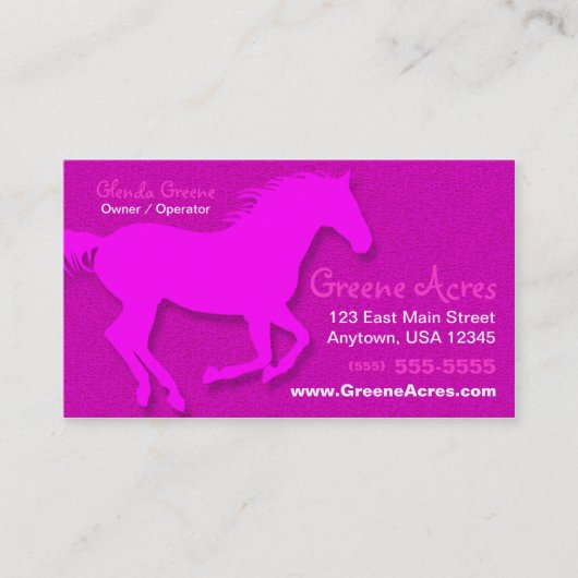 Carte de visite de cheval - rose (Devant)