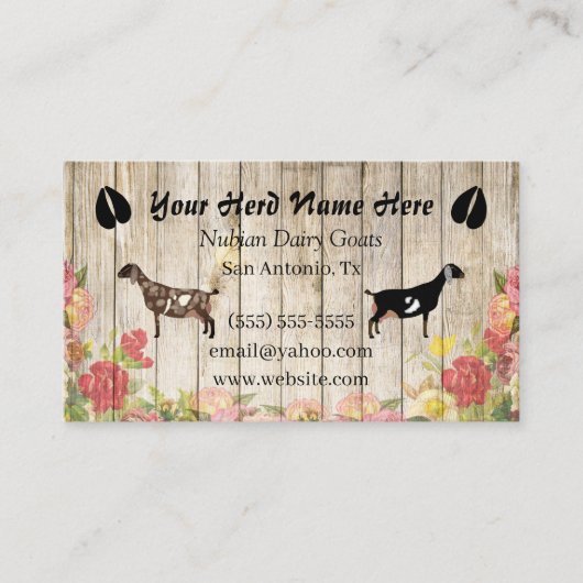 Carte de visite de chèvre laitière floral nubien (Devant)