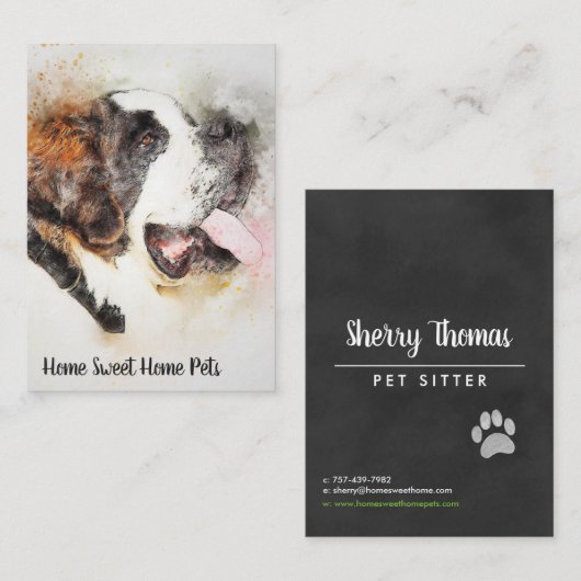 Carte de visite de chien aquarelle (Devant / Derrière)