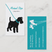 Carte de visite de chiens marcheurs (turquoise) (Devant / Derrière)