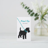 Carte de visite de chiens marcheurs (turquoise) (Debout devant)