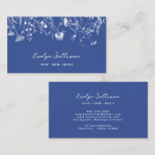 Carte de visite de chinoiserie bleu floral délicat (Devant / Derrière)