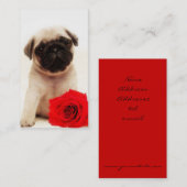 Carte de visite de chiot de carlin et de rose (Devant / Derrière)