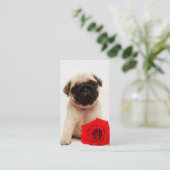 Carte de visite de chiot de carlin et de rose (Debout devant)