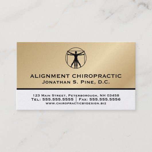 Carte de visite de chiropratique à apparence métal (Devant)