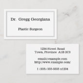 Carte de visite de chirurgien plastique simple (Devant / Derrière)