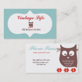 Carte de visite de chouette (Devant / Derrière)