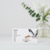 Carte de visite de cigogne et de bébé (Debout devant)