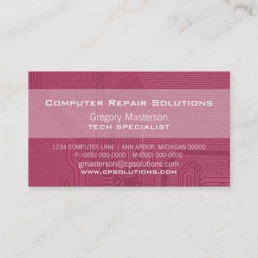 Carte de visite de circuit professionnel Fuchsia (Devant)
