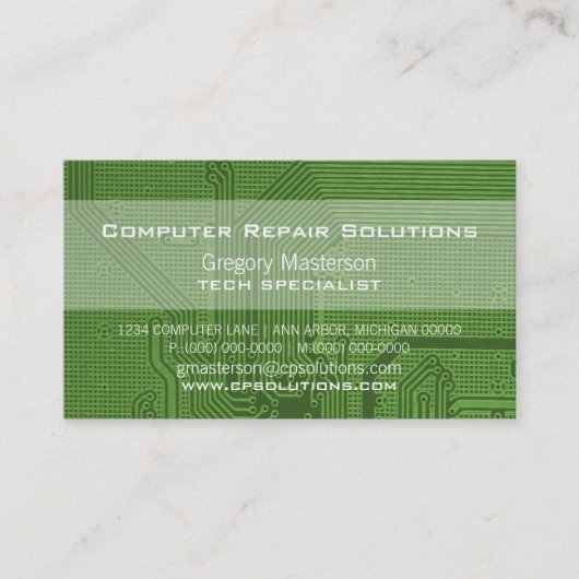 Carte de visite de circuit professionnel vert (Devant)