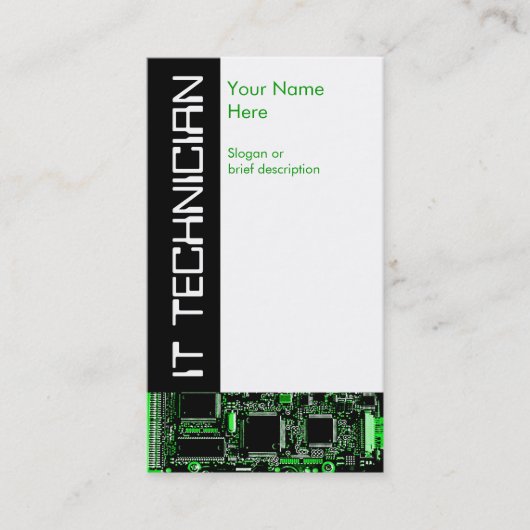 Carte de visite de circuit vert 2 "IT Technician" (Devant)