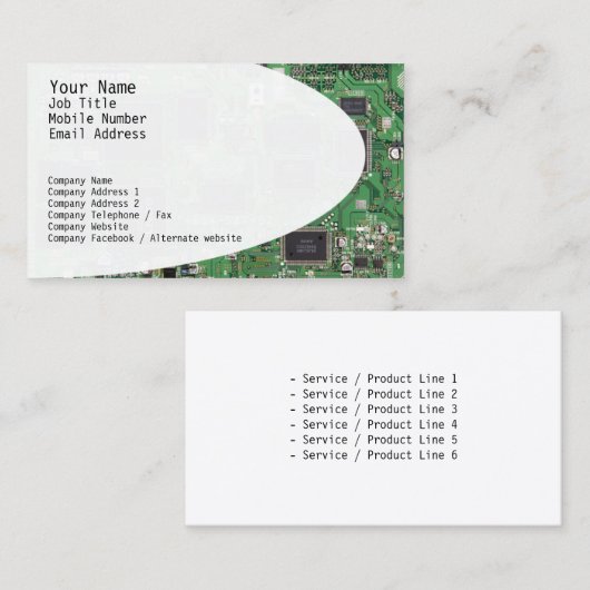 Carte de visite de circuits électroniques (Devant / Derrière)