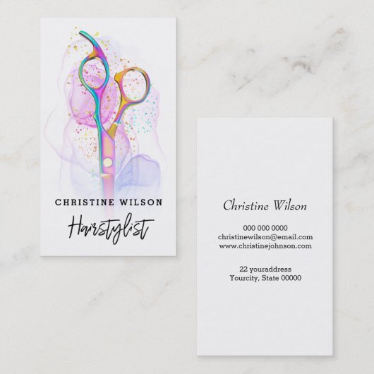 carte de visite de ciseaux de coiffeur (Devant / Derrière)