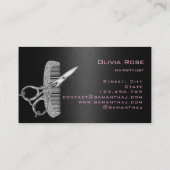 Carte de visite de ciseaux de coiffeur en or rose (Dos)