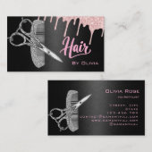 Carte de visite de ciseaux de coiffeur en or rose (Devant / Derrière)
