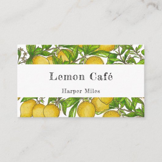 carte de visite de citrons d'aquarelle bio rustiqu (Devant)