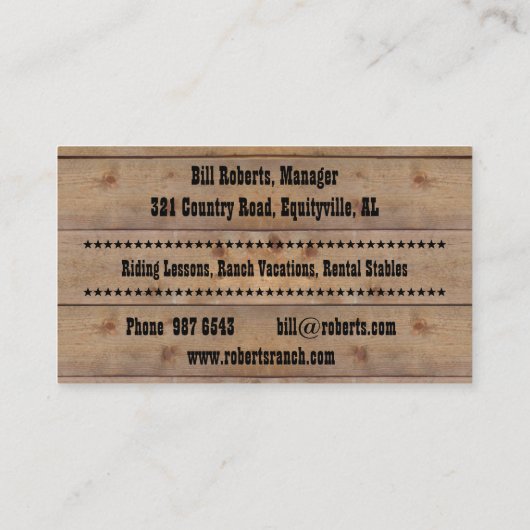 Carte de visite de classement stable (Dos)