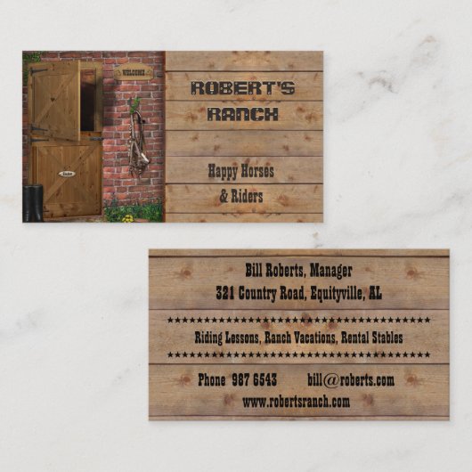 Carte de visite de classement stable (Devant / Derrière)