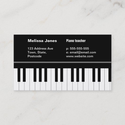 Carte de visite de clavier de piano (Devant)
