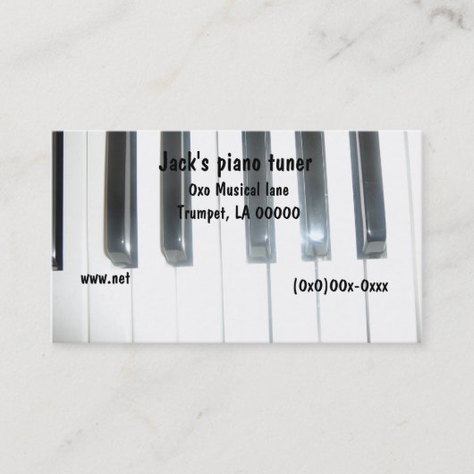 Carte de visite de clavier de piano (Devant)