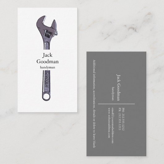 carte de visite de clé (Devant / Derrière)