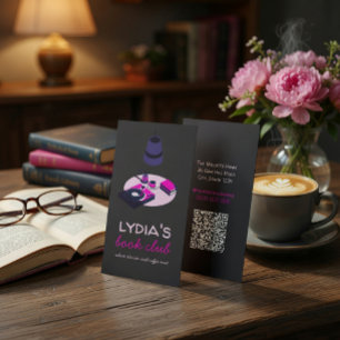 Carte de visite de club de lecture avec code QR