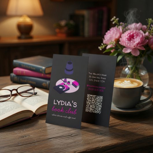 Carte de visite de club de lecture avec code QR